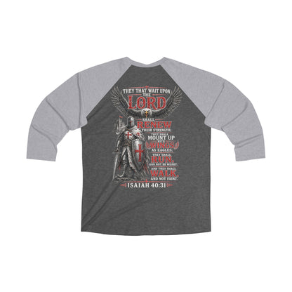 Crusaders Raglan Tee — Isaiah 40:31 Christian Baseball Shirt