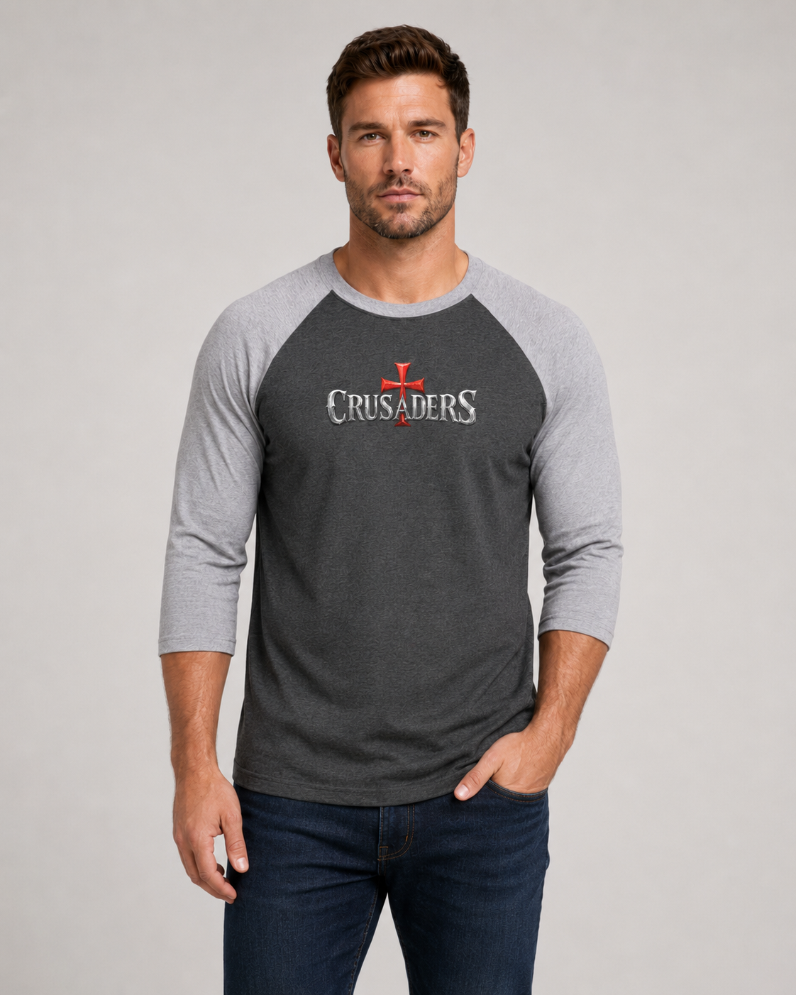 Crusaders Raglan Tee — Isaiah 40:31 Christian Baseball Shirt