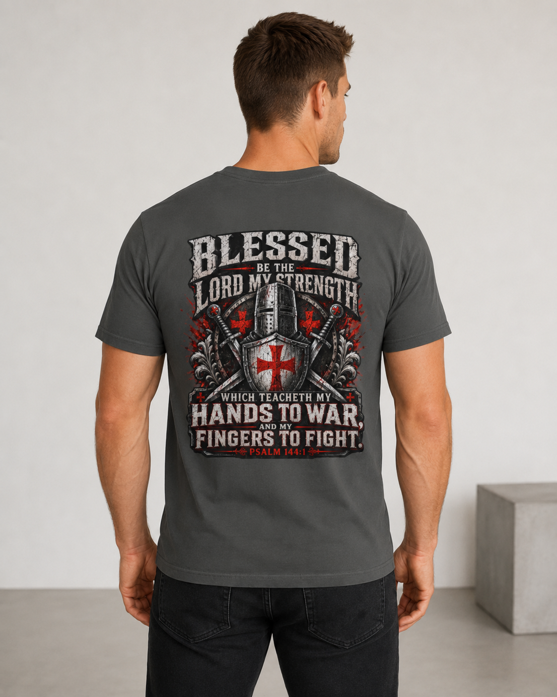 Psalm 144:1 Crusaders Premium Heavyweight Tee